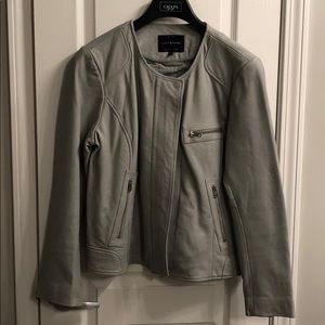 Lucky Brand Grey Leather Motorcycle Jacket. SZ XL
